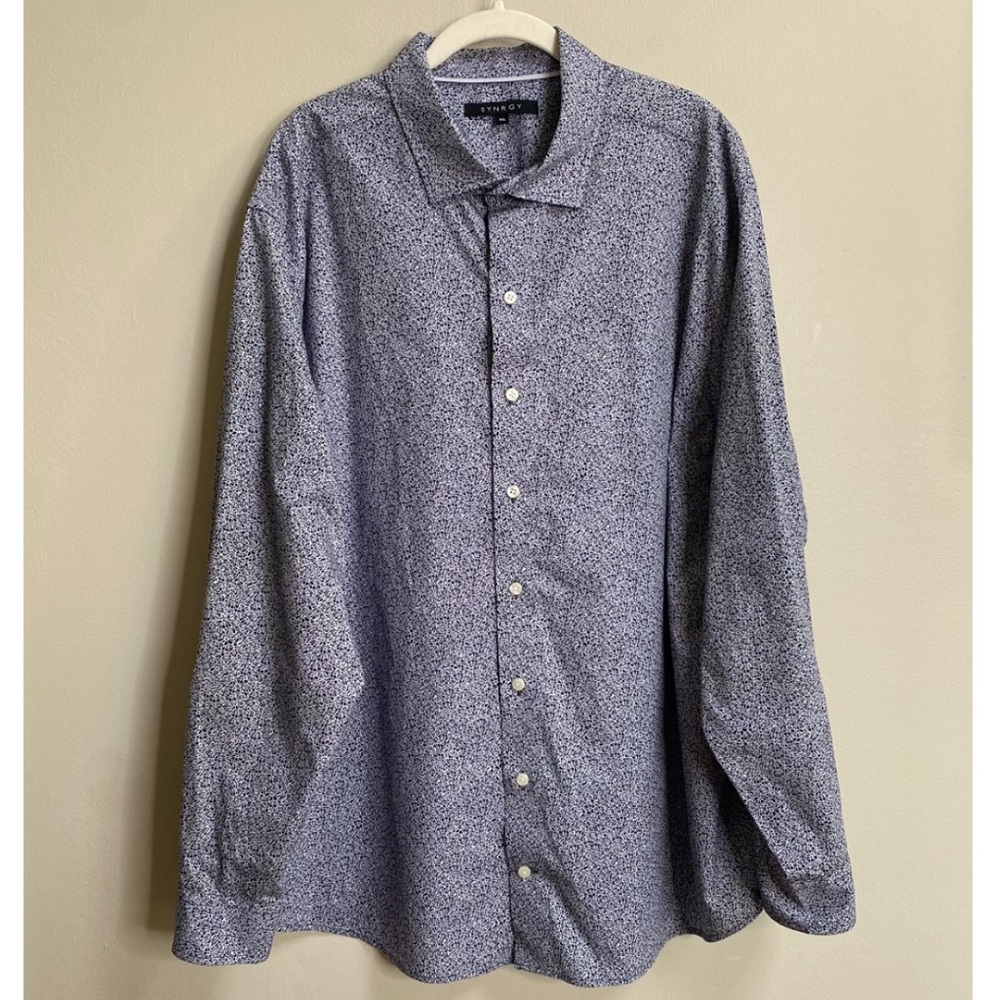 Men's Synrgy Floral Print Button Down Cotton Shirt Size XL